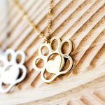 Large Paw Print Necklace (Silver or Gold), 1 Total, Metal Blank 69 - 