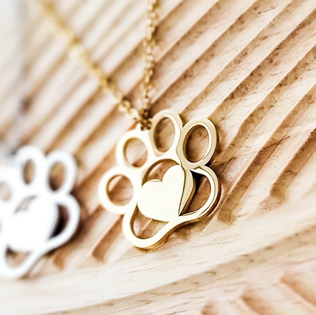 Large Paw Print Necklace (Silver or Gold), 1 Total, Metal Blank 69 - 
