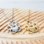Large Paw Print Necklace (Silver or Gold), 1 Total, Metal Blank 69 - 
