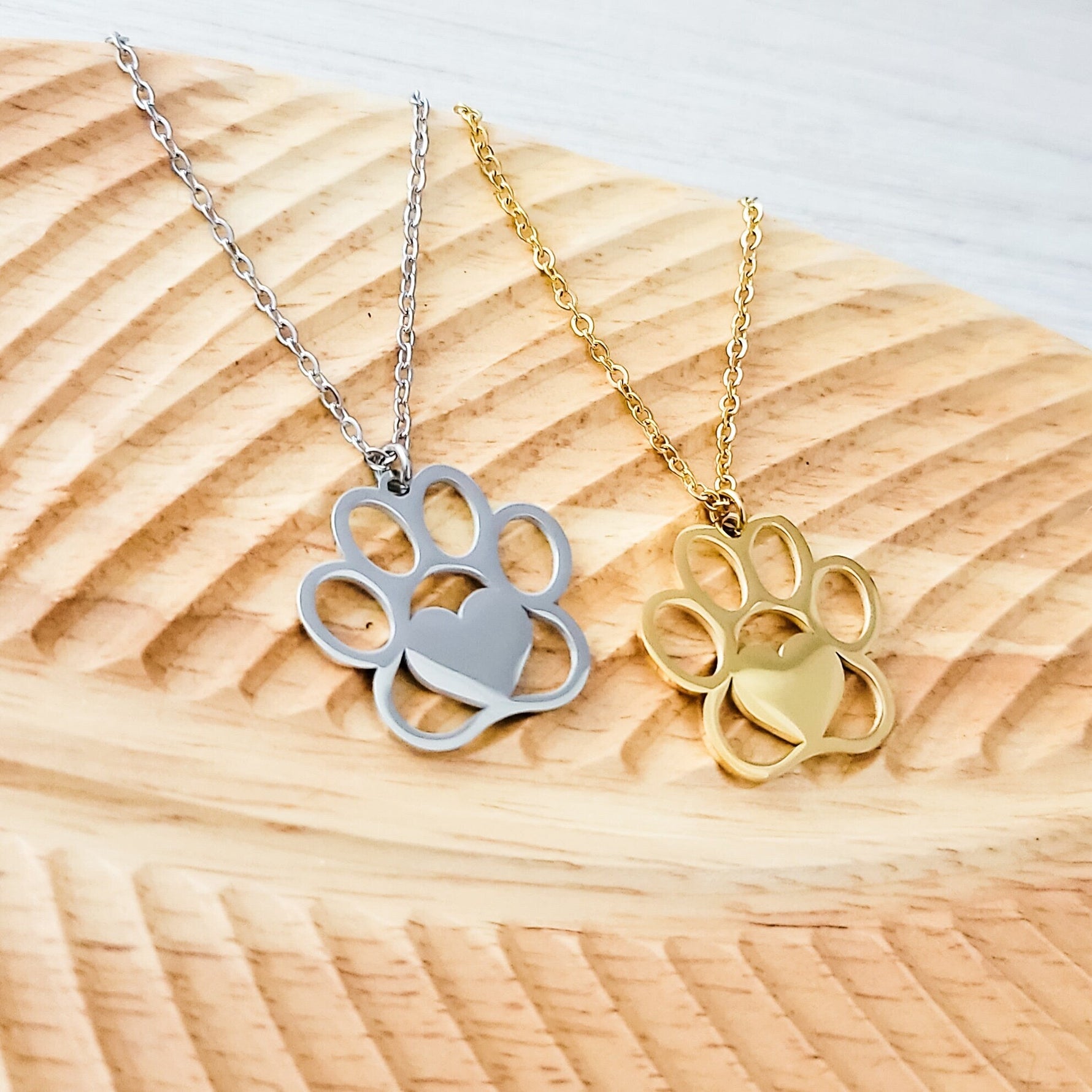 Large Paw Print Necklace (Silver or Gold), 1 Total, Metal Blank 69 - 