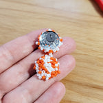 Light Orange and White Mix 15mm Small Seed Bead Topper, 1 Pair, Seed Bead 72 - 