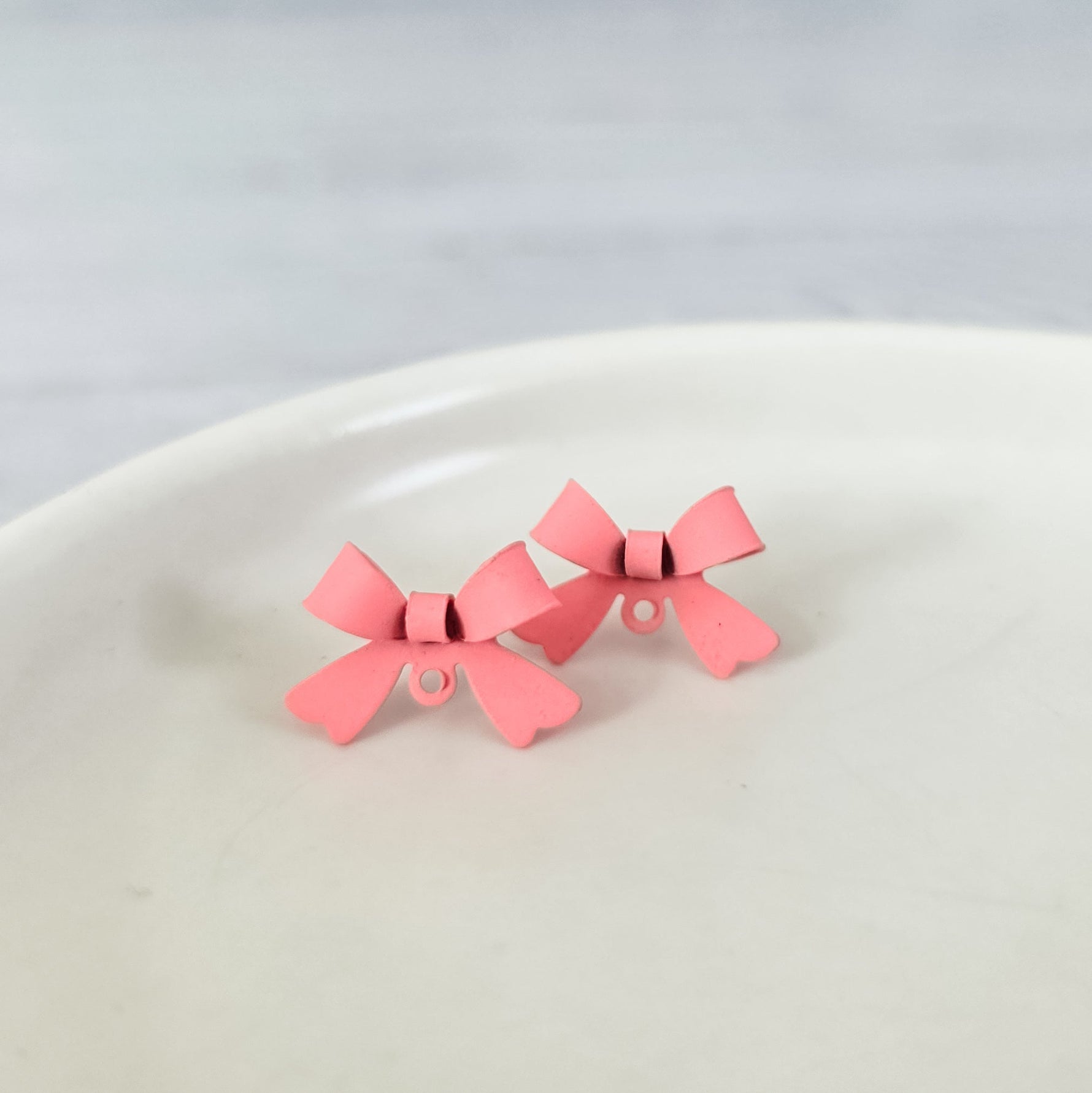 Light Pink Stainless Steel Bow Stud Connector, 10 Pieces, Bow 60 - 