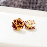 Maroon and Gold Mix 15mm Small Seed Bead Topper, 1 Pair, Seed Bead 63 - 