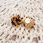 Maroon and Gold Mix 15mm Small Seed Bead Topper, 1 Pair, Seed Bead 63 - 