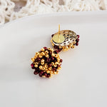 Maroon and Gold Mix 15mm Small Seed Bead Topper, 1 Pair, Seed Bead 63 - 