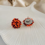 Maroon and Orange Mix 15mm Small Seed Bead Topper, 1 Pair, Seed Bead 43 - 