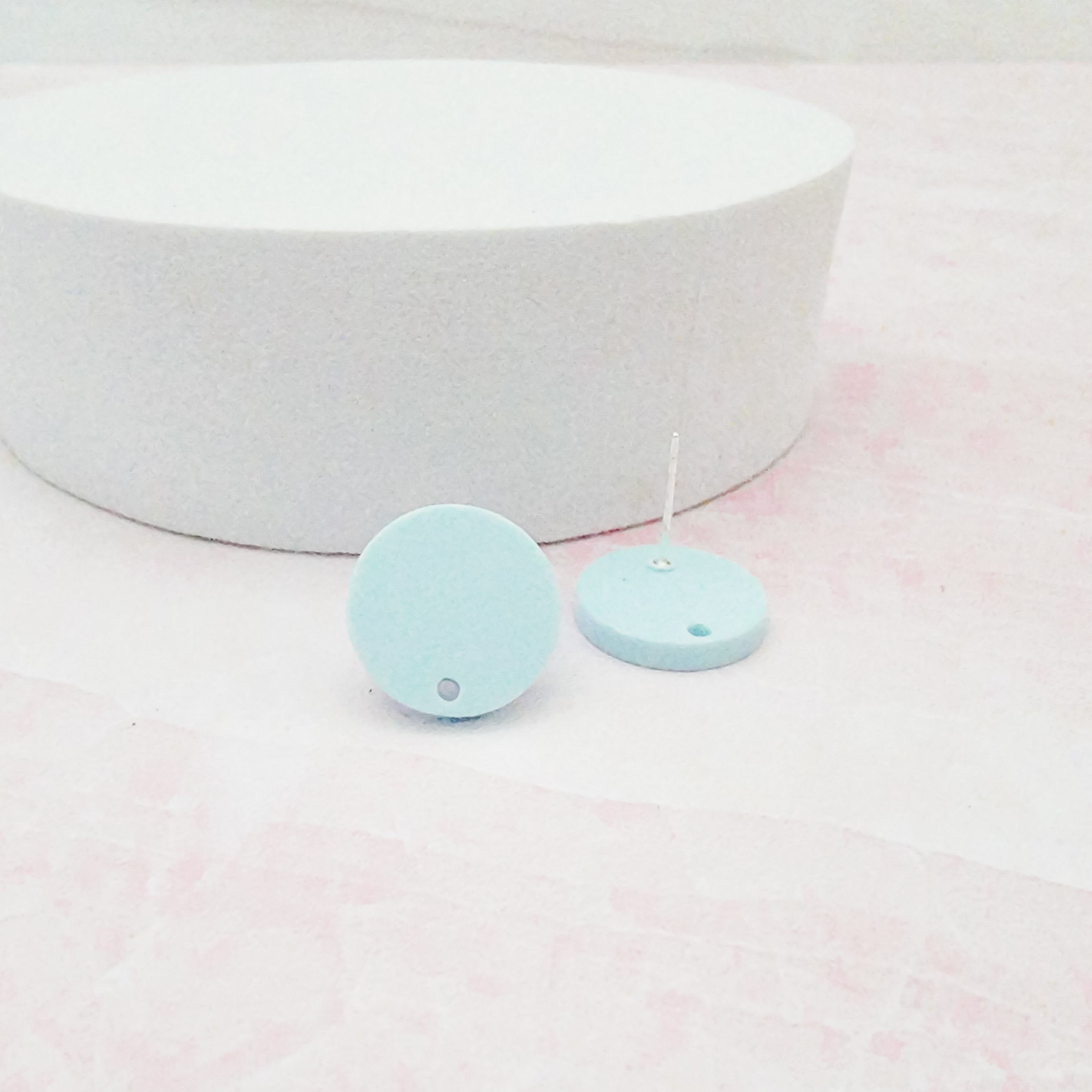 Matte Baby Blue Acrylic Circle Stud Earring Findings (16mm), 10 Pieces, Acrylic Stud 16 - 
