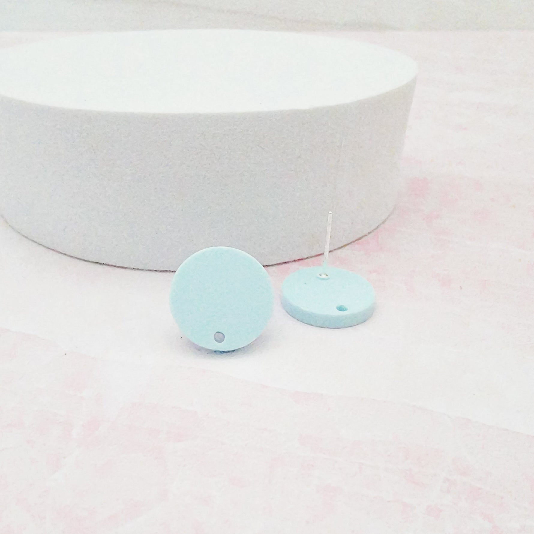 Matte Baby Blue Acrylic Circle Stud Earring Findings (16mm), 10 Pieces, Acrylic Stud 16 - 