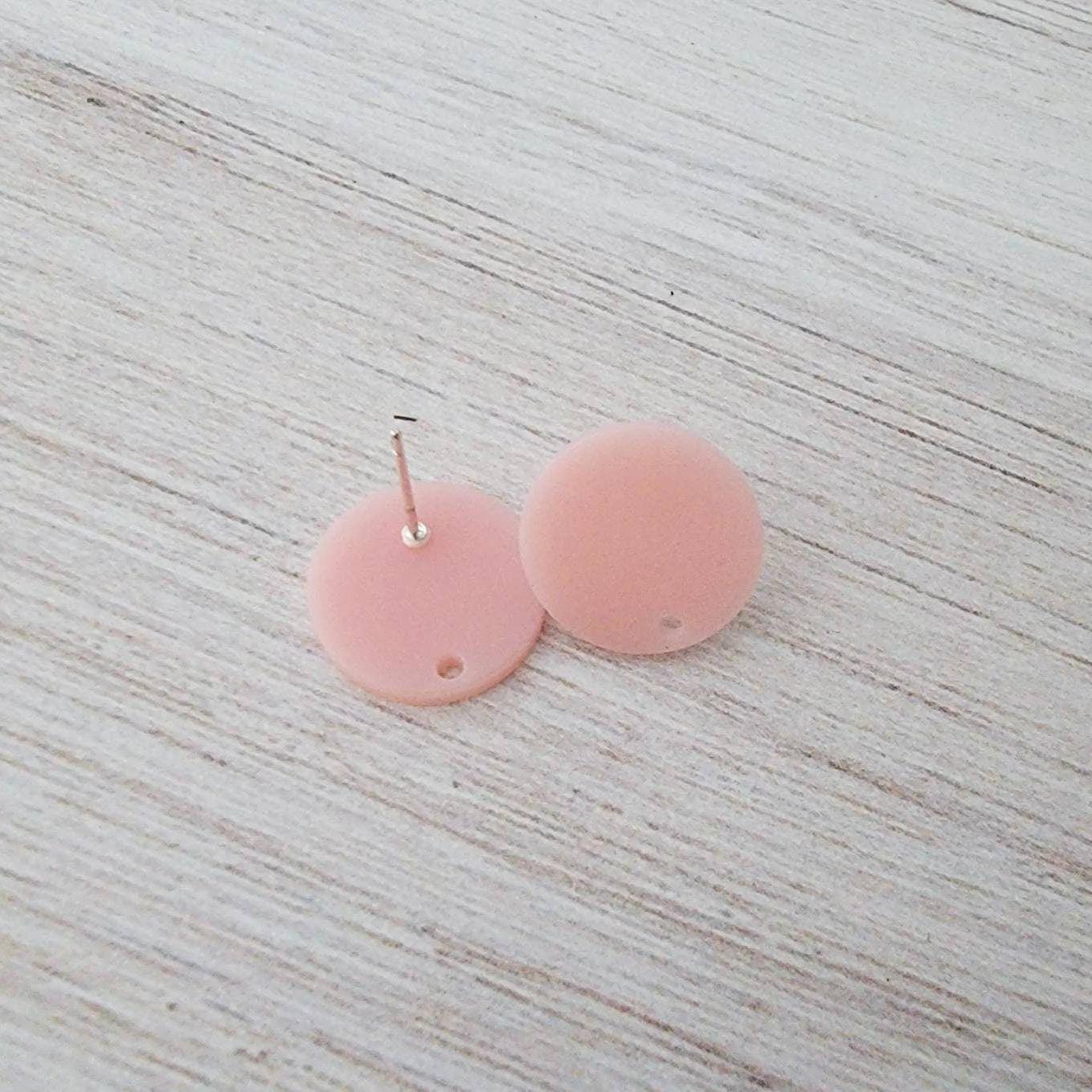 Matte Ballet Pink Acrylic Circle Stud Earring Findings (16mm), 10 Pieces, Acrylic Stud 1 - 