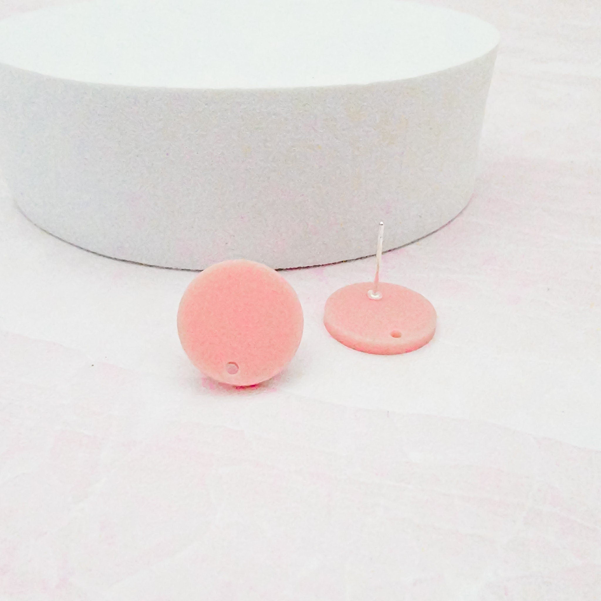 Matte Carnation Pink Acrylic Circle Stud Earring Findings (16mm), 10 Pieces, Acrylic Stud 2 - 