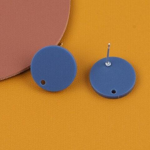 Matte Cornflower Blue Acrylic Circle Stud Earring Findings (16mm), 10 Pieces, Acrylic Stud 15 - 