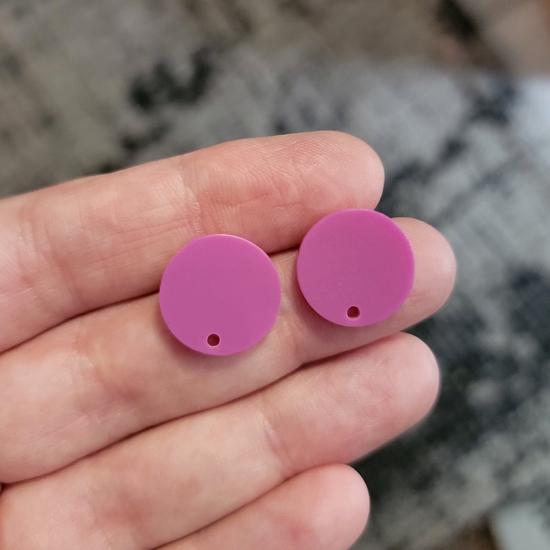 Matte Fuchsia Acrylic Circle Stud Earring Findings (16mm), 10 Pieces, Acrylic Stud 4 - 