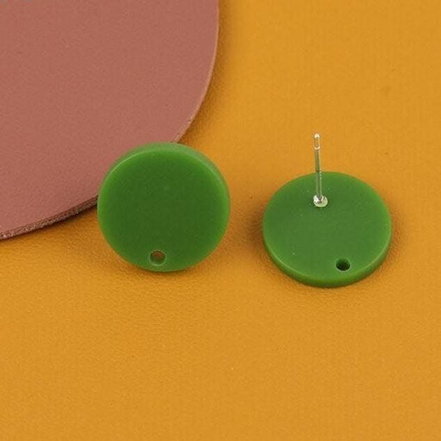 Matte Kelly Green Acrylic Circle Stud Earring Findings (16mm), 10 Pieces, Acrylic Stud 8 - 
