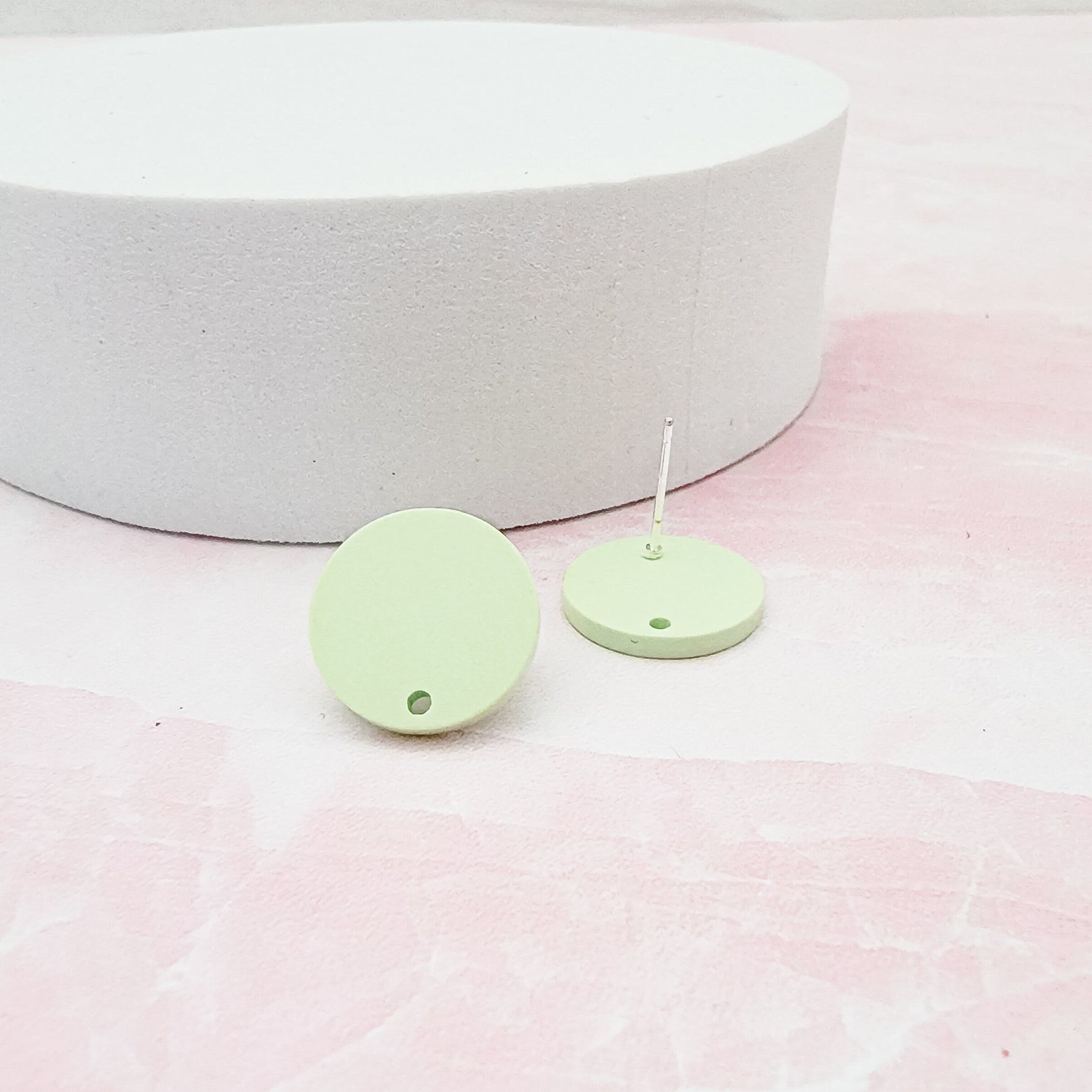 Matte Mint Green Acrylic Circle Stud Earring Findings (16mm), 10 Pieces, Acrylic Stud 7 - 