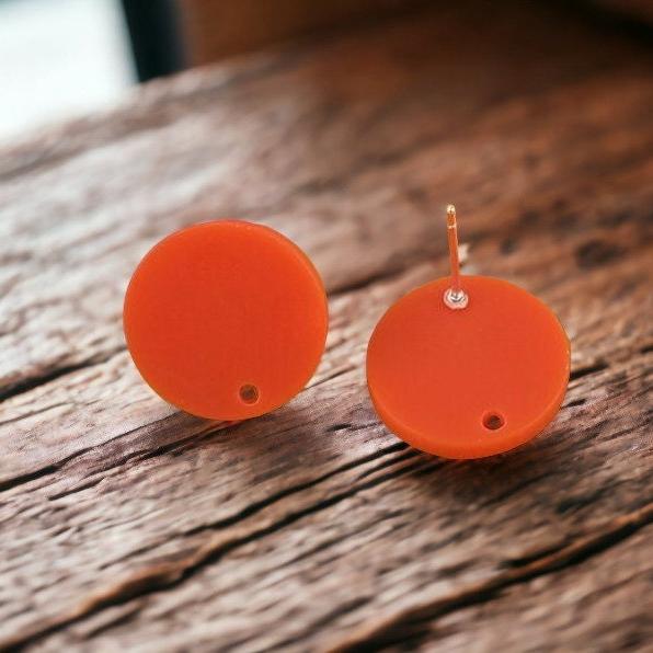 Matte Orange Acrylic Circle Stud Earring Findings (16mm), 10 Pieces, Acrylic Stud 3 - 