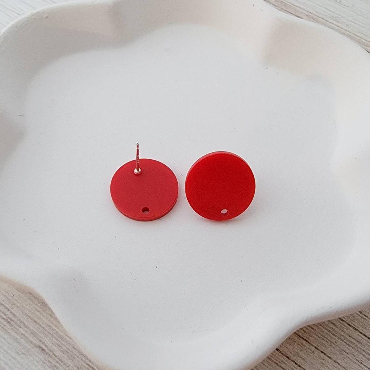 Matte Red Acrylic Circle Stud Earring Findings (16mm), 10 Pieces, Acrylic Stud 5 - 