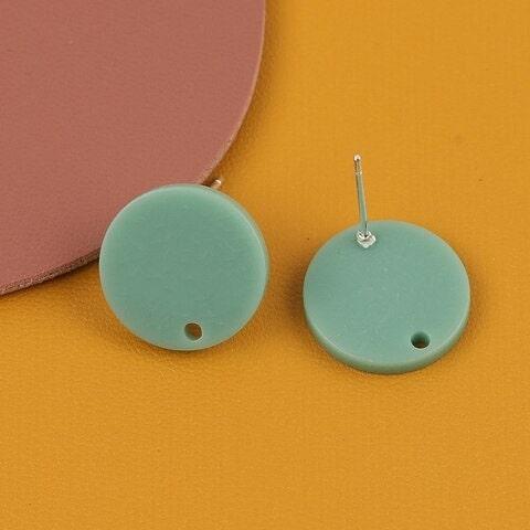Matte Sage Green Acrylic Circle Stud Earring Findings (16mm), 10 Pieces, Acrylic Stud 6 - 