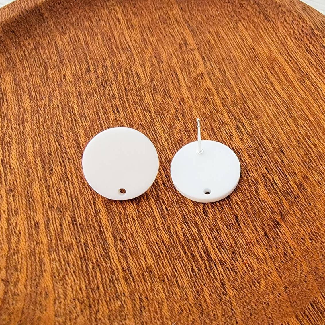 Matte White Acrylic Circle Stud Earring Findings (16mm), 10 Pieces, Acrylic Stud 10 - 