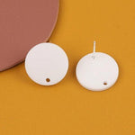 Matte White Acrylic Circle Stud Earring Findings (16mm), 10 Pieces, Acrylic Stud 10 - 