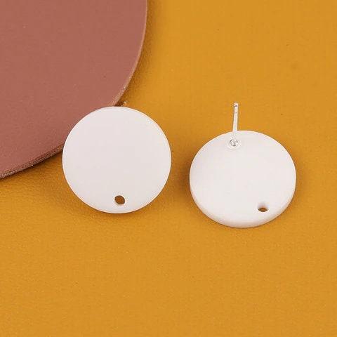 Matte White Acrylic Circle Stud Earring Findings (16mm), 10 Pieces, Acrylic Stud 10 - 
