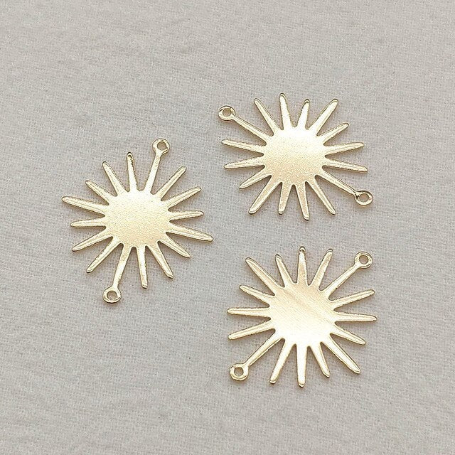 Medium Brass 2 - Hole Sunburst Connector, 10 Pieces, Connector 51 - 