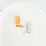 Medium Cowboy Boot Stainless Steel Pendant (Silver or Gold), 10 Pieces, Charm 3 - 