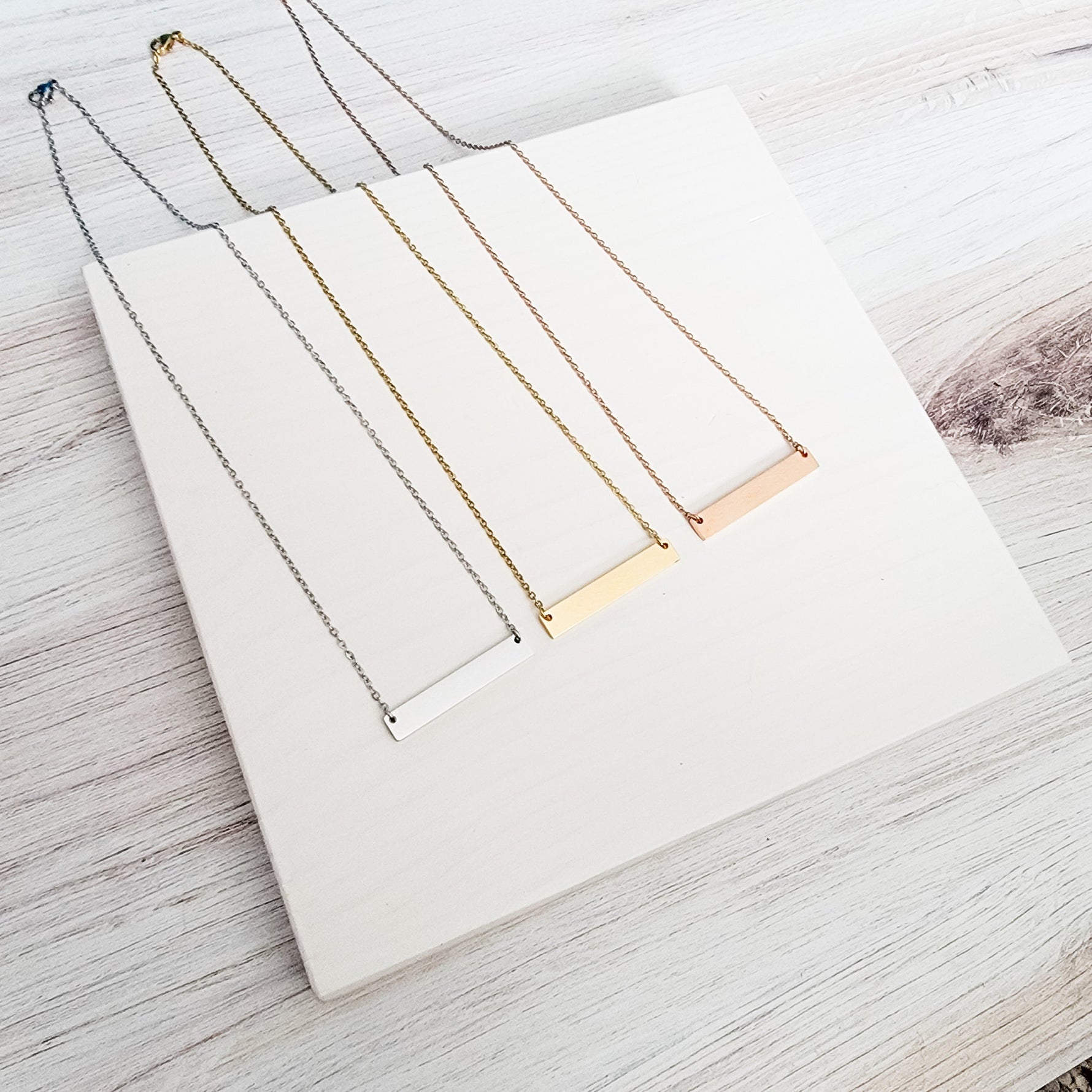 Medium Horizontal Bar Necklace (Silver, Gold, or Rose Gold), 1 Total, Metal Blank 29 - 