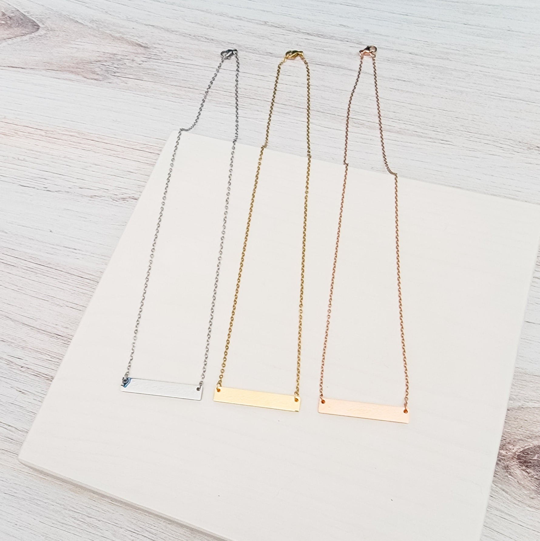 Medium Horizontal Bar Necklace (Silver, Gold, or Rose Gold), 1 Total, Metal Blank 29 - 