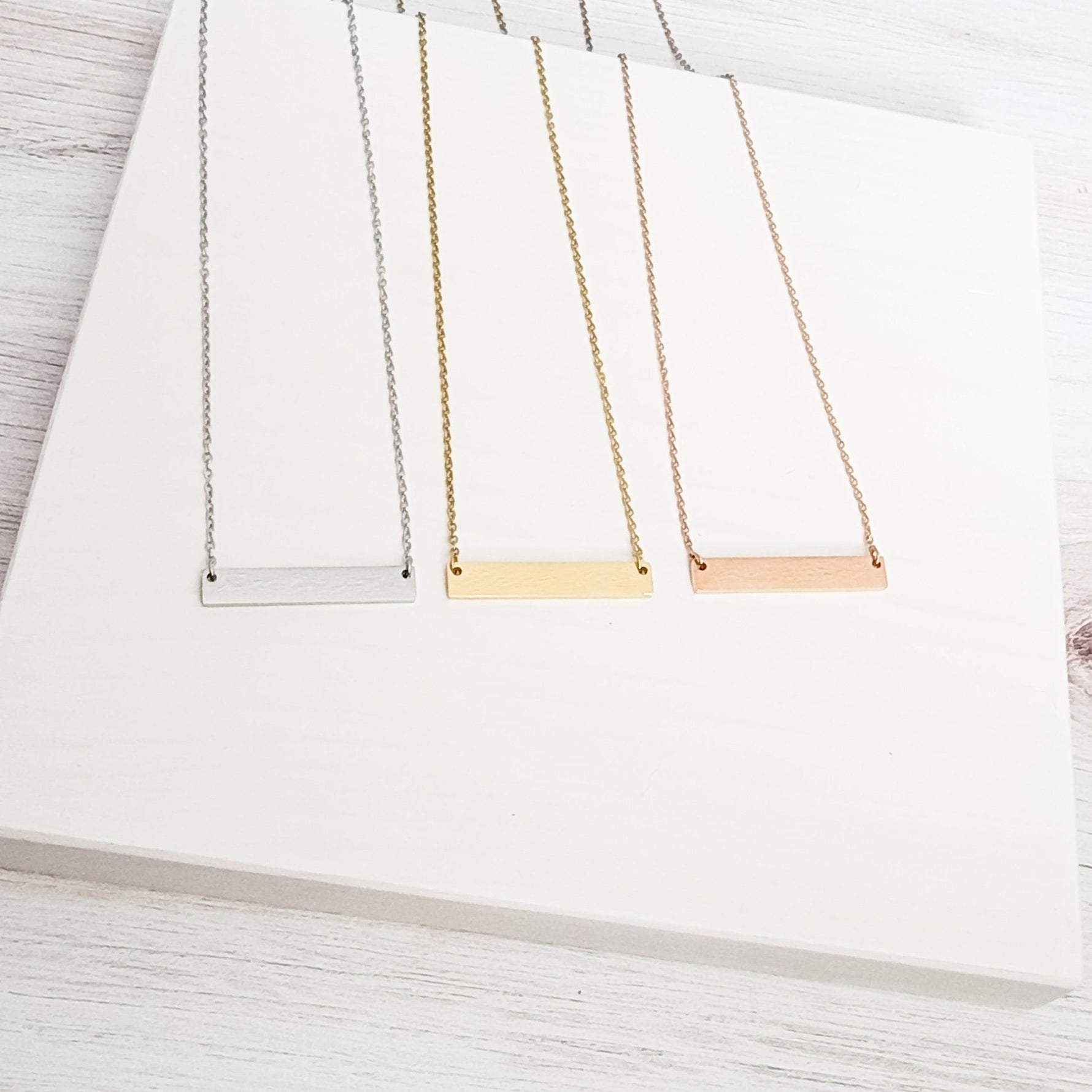 Medium Horizontal Bar Necklace (Silver, Gold, or Rose Gold), 1 Total, Metal Blank 29 - 