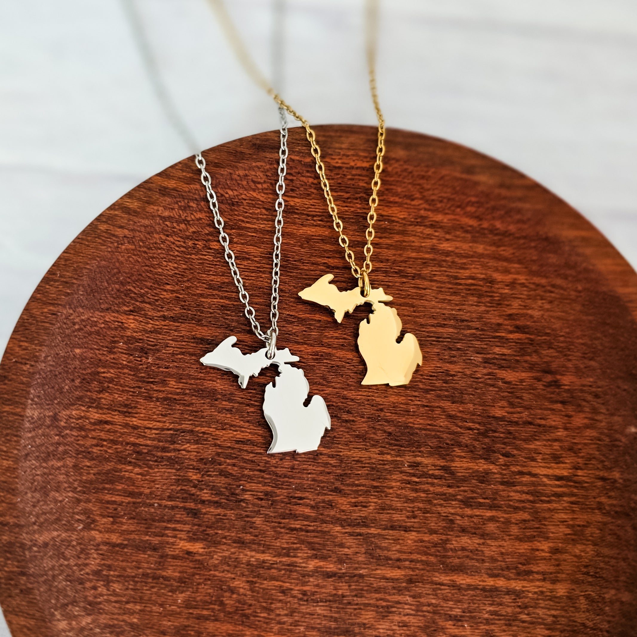Michigan Pendant Necklace (Silver or Gold), 1 Total, Metal Blank 206 - 