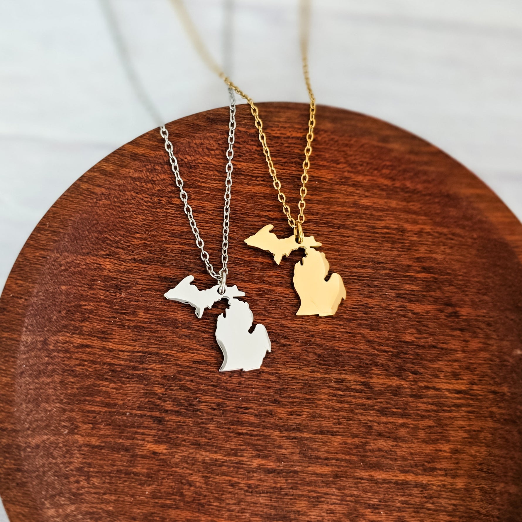Michigan Pendant Necklace (Silver or Gold), 1 Total, Metal Blank 206 - 