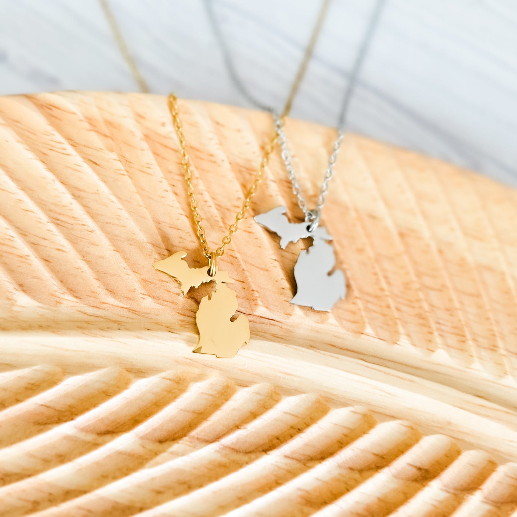 Michigan Pendant Necklace (Silver or Gold), 1 Total, Metal Blank 206 - 
