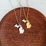 Michigan Pendant Necklace (Silver or Gold), 1 Total, Metal Blank 206 - 