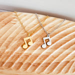 Mini Double Music Note Necklace (Silver or Gold), 1 Total, Metal Blank 114 - 