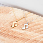 Mini Double Music Note Necklace (Silver or Gold), 1 Total, Metal Blank 114 - 