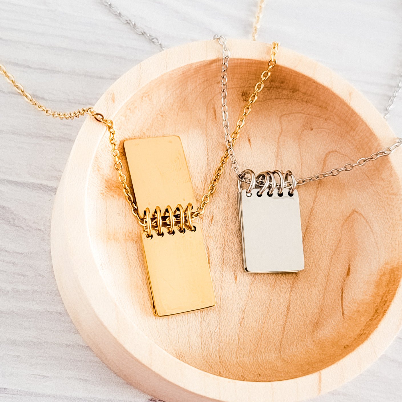 Mini Notebook Necklace (Silver or Gold), 1 Total, Metal Blank 152 - 