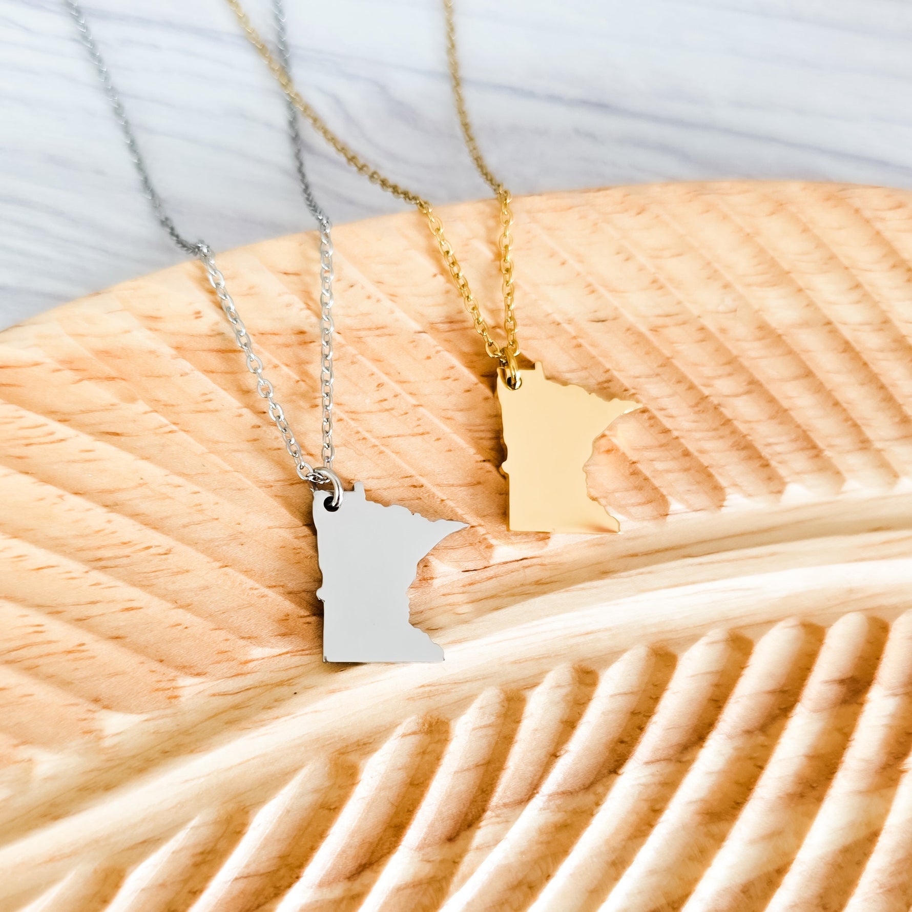 Minnesota Pendant Necklace (Silver or Gold), 1 Total, Metal Blank 212 - 