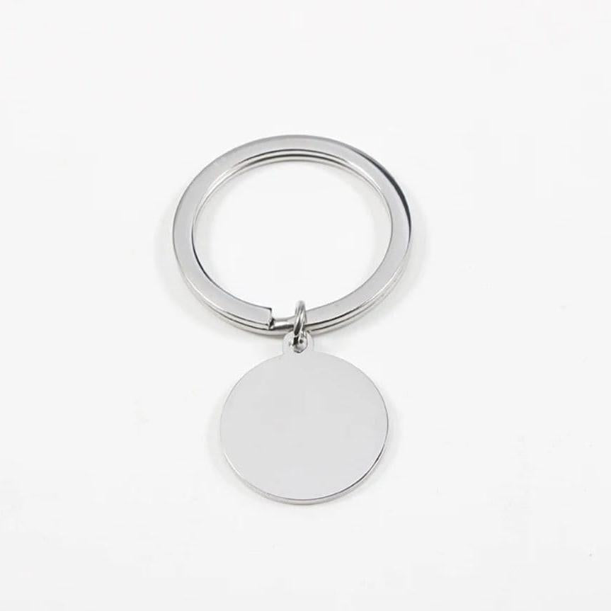 Mirror Polish 20mm Circle Pendant Keychain (Silver or Gold), 1 Total, Metal Blank 64 - 