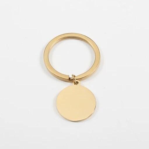Mirror Polish 20mm Circle Pendant Keychain (Silver or Gold), 1 Total, Metal Blank 64 - 