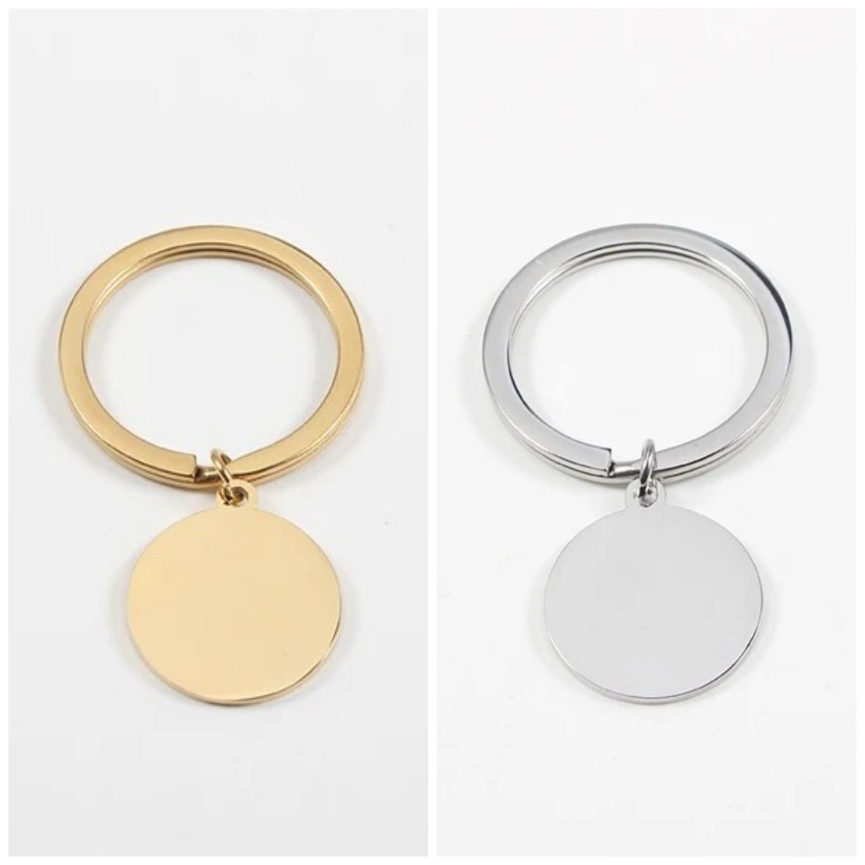 Mirror Polish 20mm Circle Pendant Keychain (Silver or Gold), 1 Total, Metal Blank 64 - 