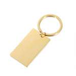 Mirror Polish Regular Rectangle Pendant Keychain (Silver or Gold), 1 Total, Metal Blank 65 - 