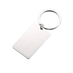 Mirror Polish Regular Rectangle Pendant Keychain (Silver or Gold), 1 Total, Metal Blank 65 - 