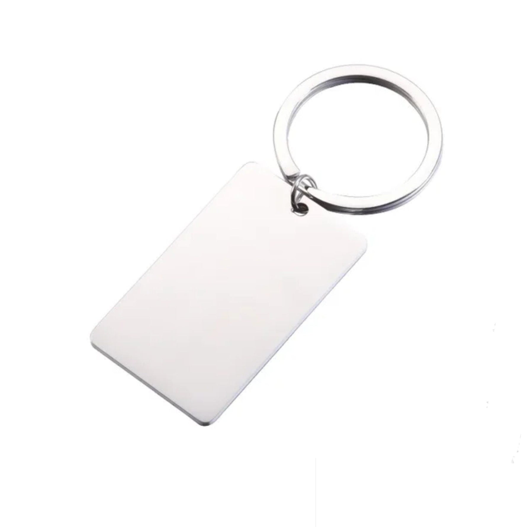 Mirror Polish Regular Rectangle Pendant Keychain (Silver or Gold), 1 Total, Metal Blank 65 - 