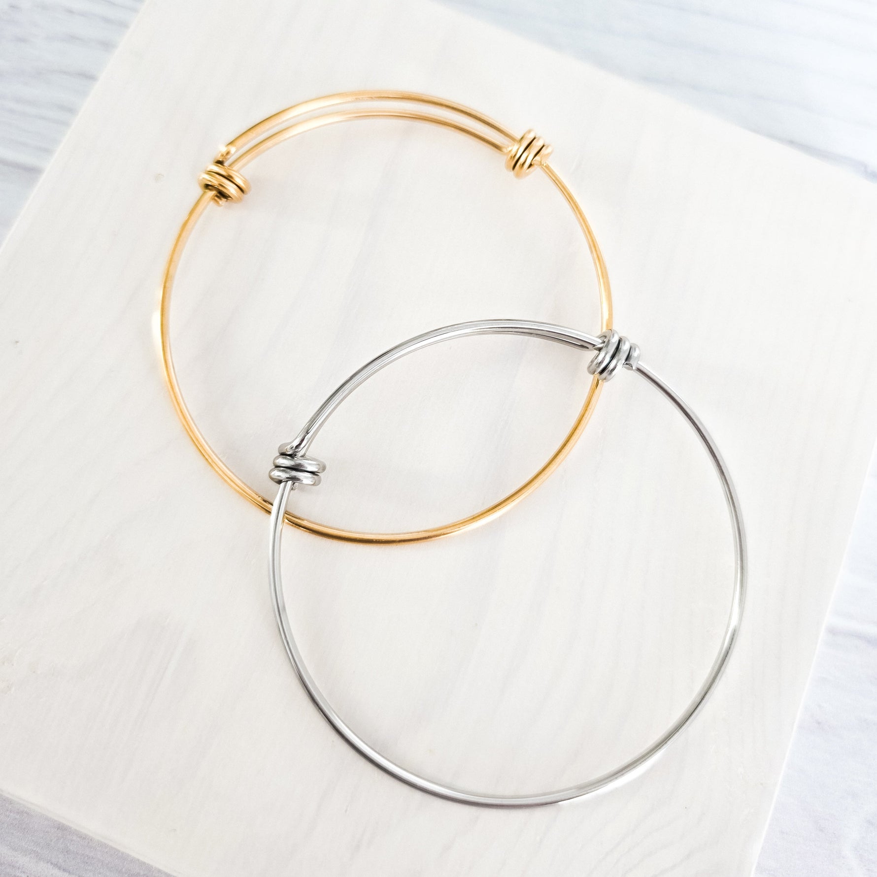Modern Twist Bangle Bracelet (Silver or Gold), 1 Total, Metal Blank 199 - 