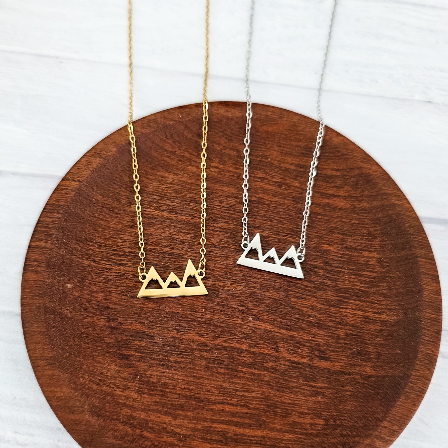 Mountains Pendant Necklace (Silver or Gold), 1 Total, Metal Blank 197 - 