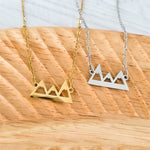 Mountains Pendant Necklace (Silver or Gold), 1 Total, Metal Blank 197 - 