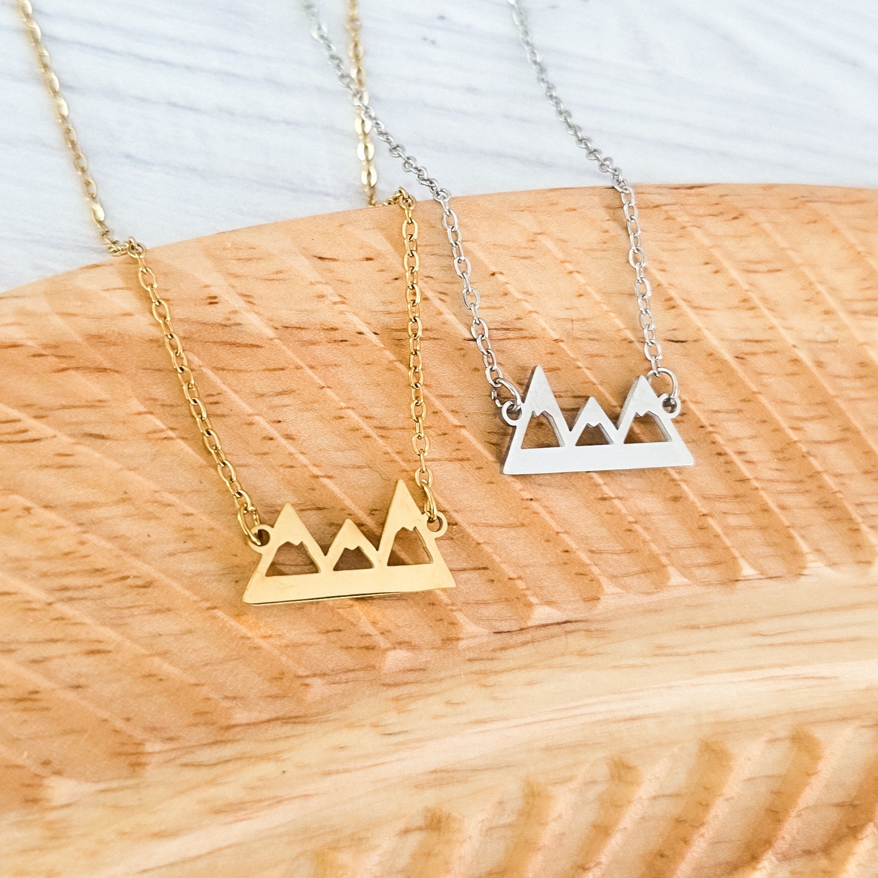 Mountains Pendant Necklace (Silver or Gold), 1 Total, Metal Blank 197 - 