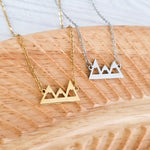 Mountains Pendant Necklace (Silver or Gold), 1 Total, Metal Blank 197 - 