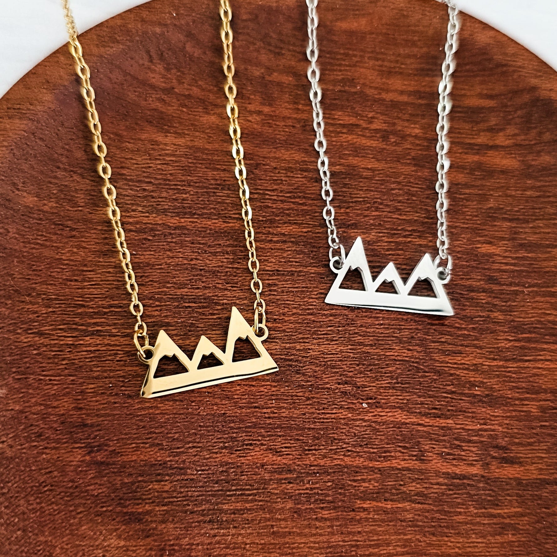 Mountains Pendant Necklace (Silver or Gold), 1 Total, Metal Blank 197 - 