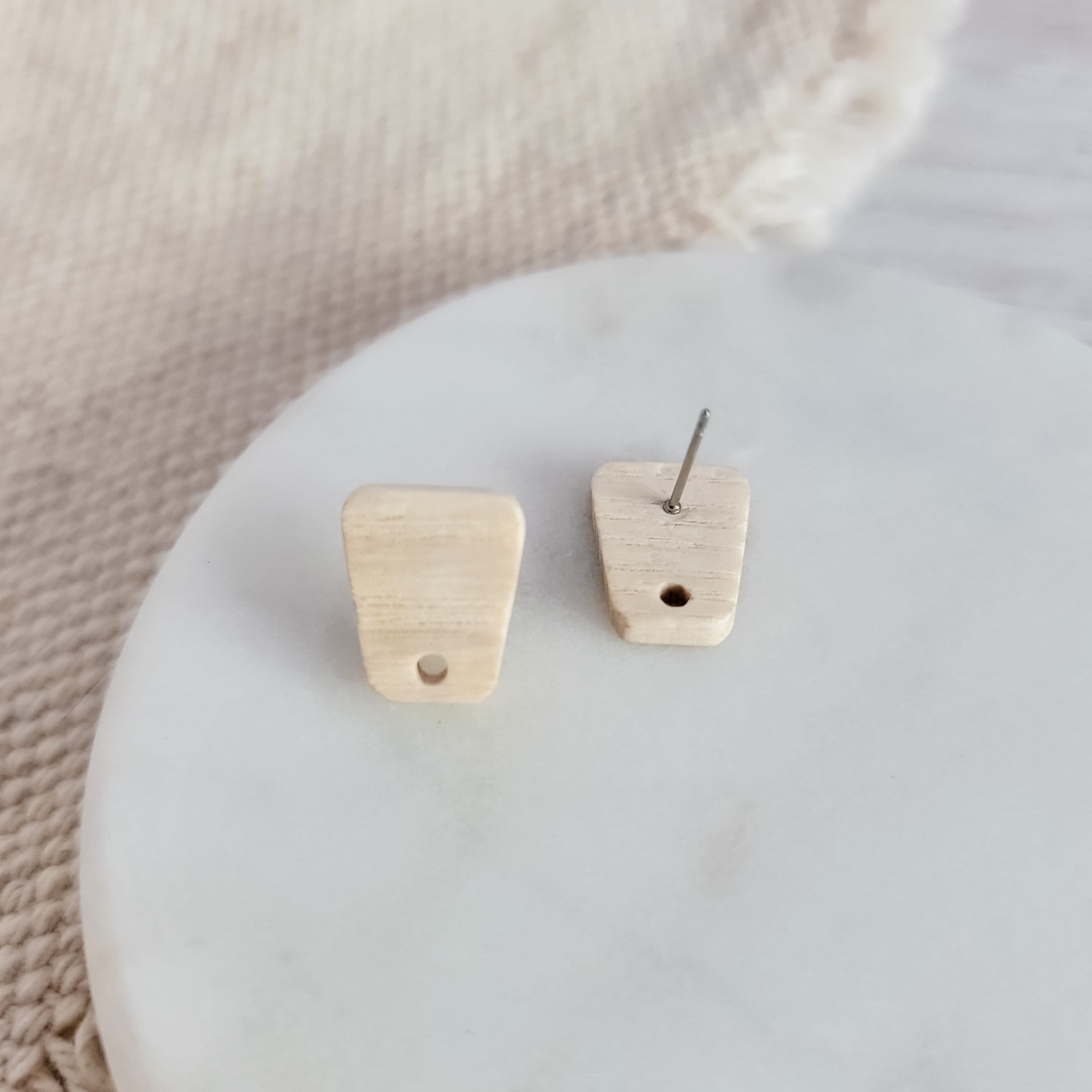 Natural Wooden Angular Trapezoid Studs, 10 Pieces, Wood 38 - 